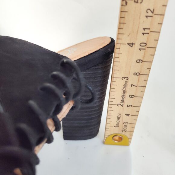 Jeffrey Campbell Black Suede Ankle Boots Booties 8.5 Open Toe Block Heel Corset - Picture 11 of 11